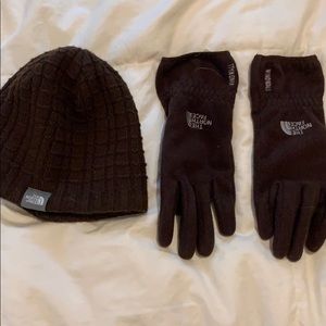 North face gloves and hat